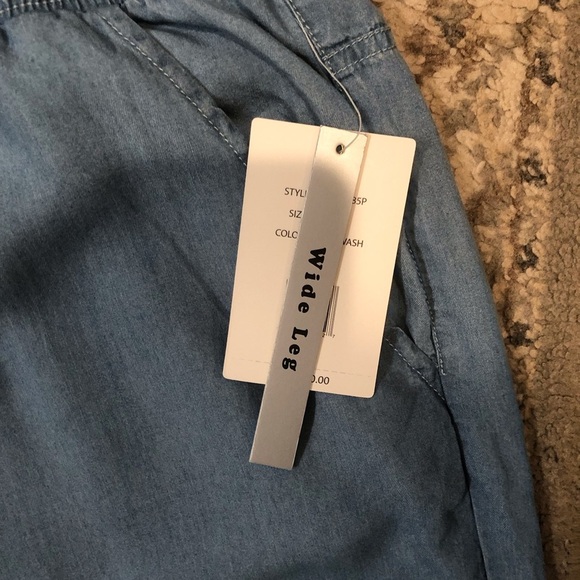 NWT Zac & Rachel XL Blue Relaxed Chambray Wide Leg Cargo Pants Lyocell - Picture 4 of 5